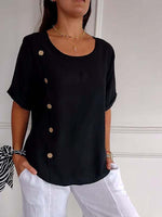 Button Round-Neck Tee