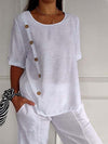 Button Round-Neck Tee