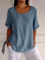 Button Round-Neck Tee