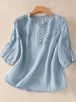 Embroidery Button-Front Shirt