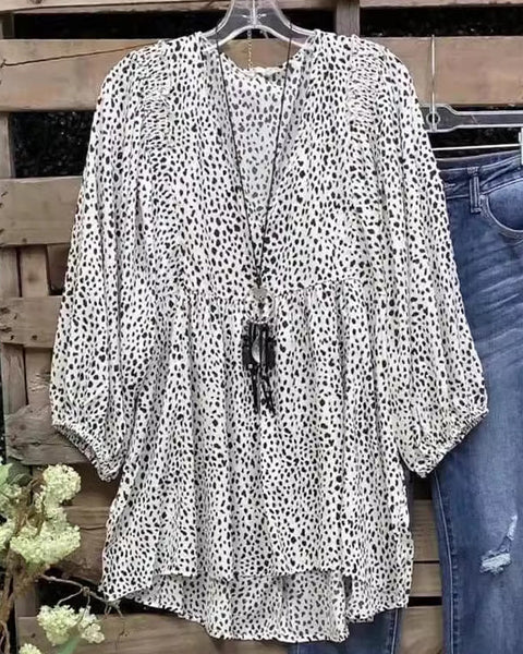 Leopard V-Neck Blouse