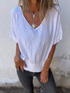 V-Neck Smocked Tee