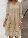 Lace-Combo Button-Front Dress