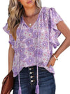 Printed V-Neck Blouse