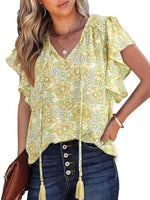 Printed V-Neck Blouse