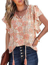 Printed V-Neck Blouse