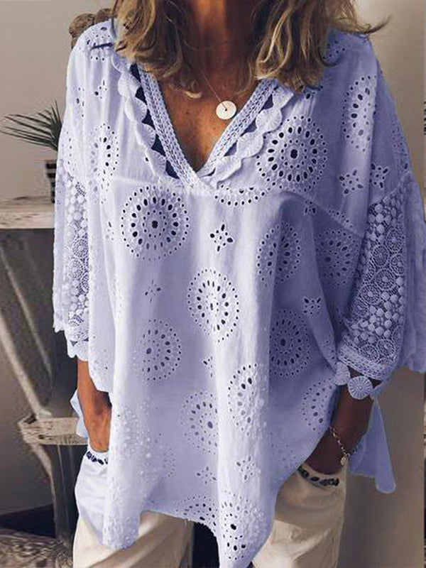 V-Neck Lace Blouse