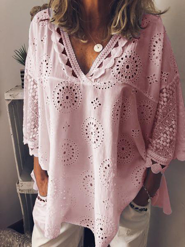 V-Neck Lace Blouse