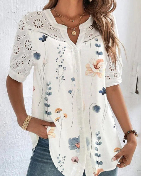 Lace Combo Printed Shirt