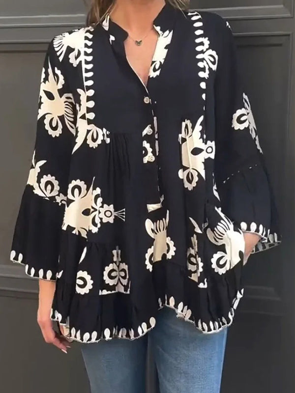 Printed Button-Front Shirt