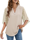 Sheer-Combo V-Neck Shirt