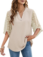 Sheer-Combo V-Neck Shirt