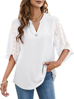 Sheer-Combo V-Neck Shirt