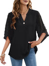 Sheer-Combo V-Neck Shirt