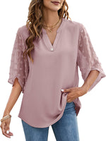 Sheer-Combo V-Neck Shirt