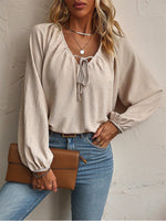 V-Neck Tied Blouse