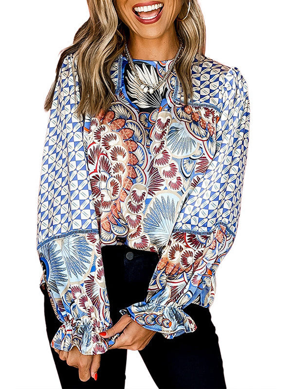 Printed Round-Neck Blouse