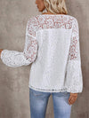 Solid V-Neck Lace Blouse