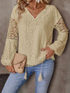 Solid V-Neck Lace Blouse