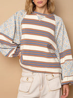 Floral Combo Stripe Sweatshirt