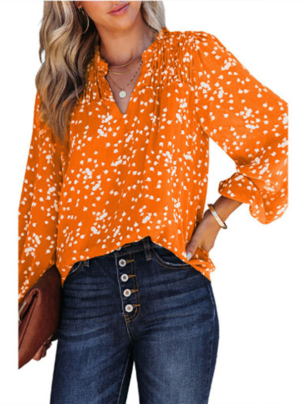 Printed V-Neck Blouse