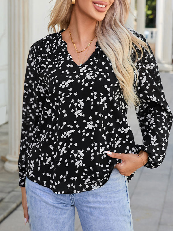 Printed V-Neck Blouse