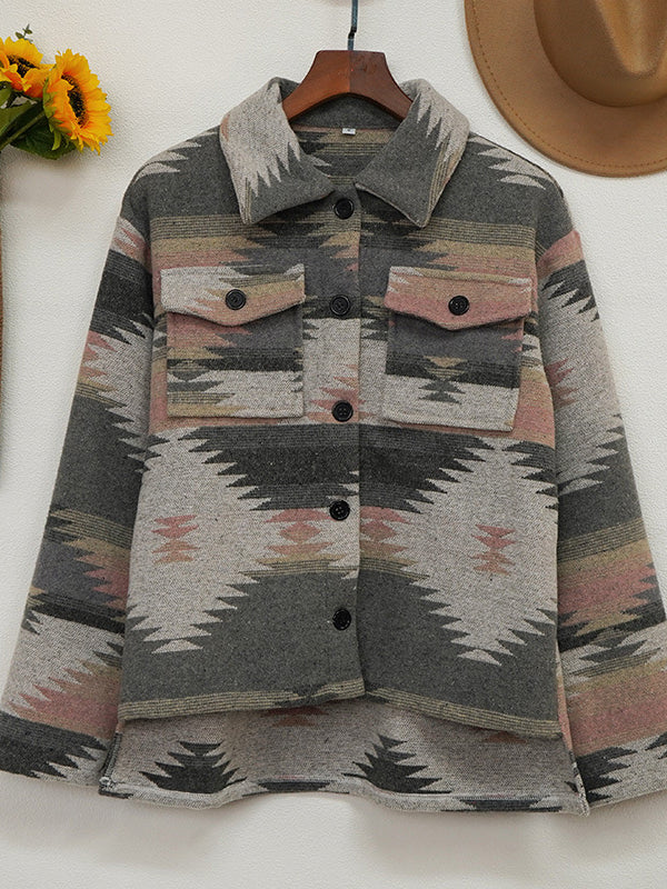 Printed Button-Front Jacket