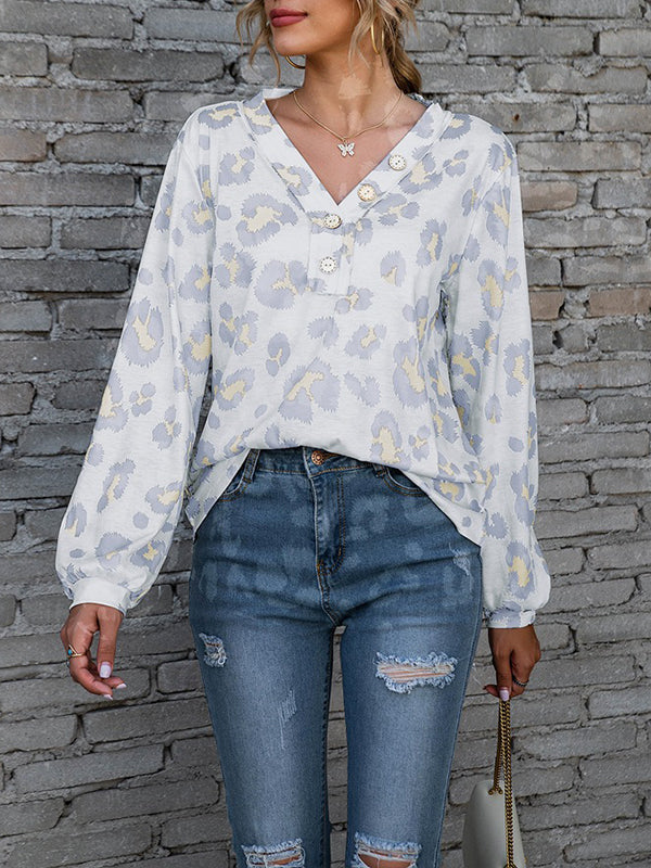 Leopard Button-Front Tee