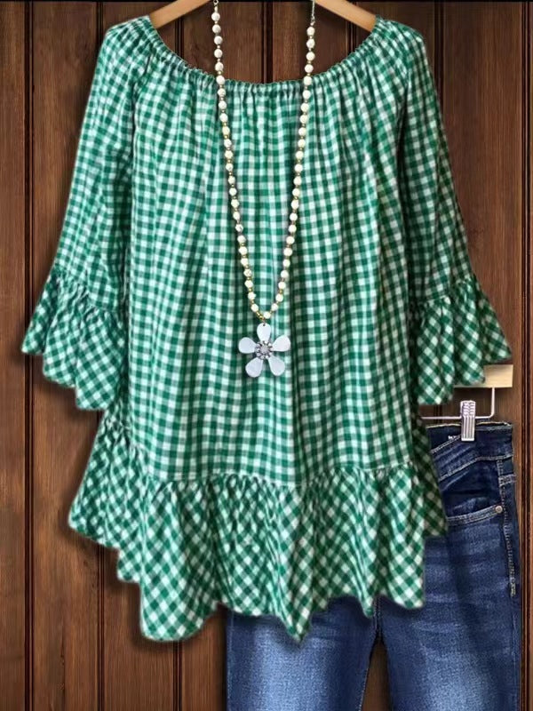 Plaid Ruffle Blouse