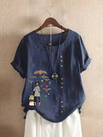Traveler Print Button Tee