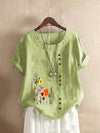 Flowers Print Button Tee