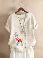 Flowers Print Button Tee