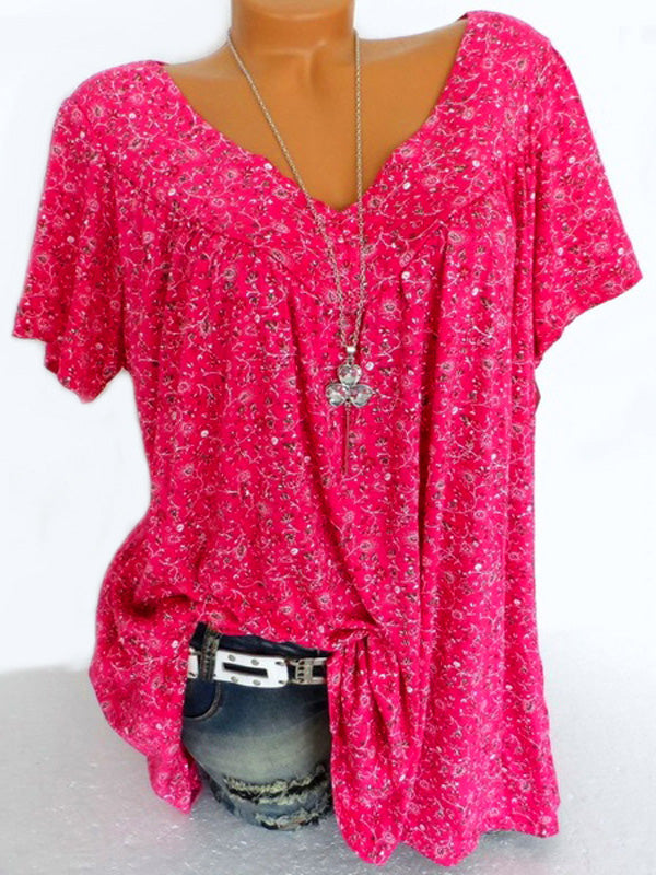 Print V-Neck Tee