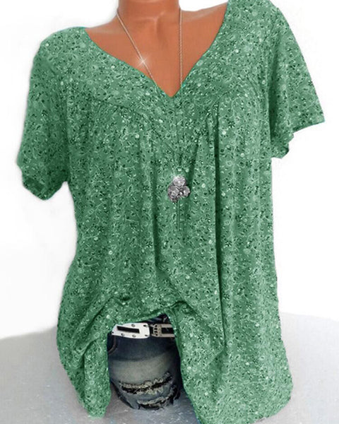 Print V-Neck Tee