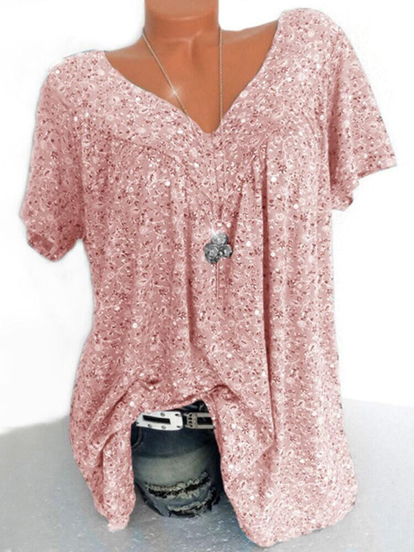 Print V-Neck Tee