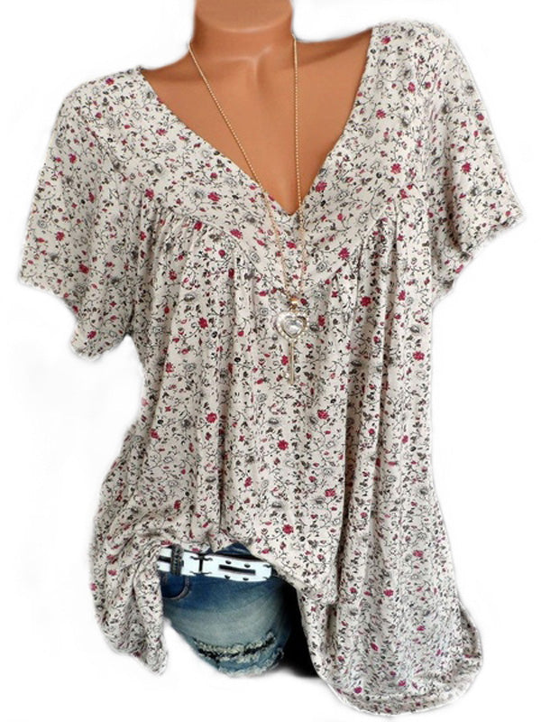 Print V-Neck Tee