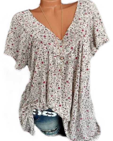 Print V-Neck Tee