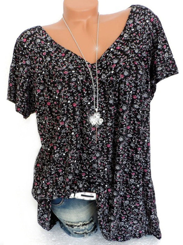 Print V-Neck Tee