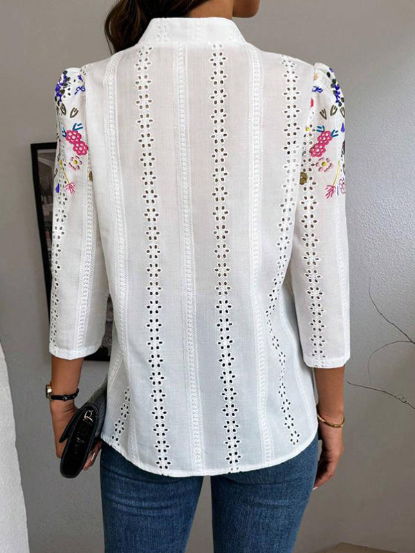 Embroidery Button-Front Shirt