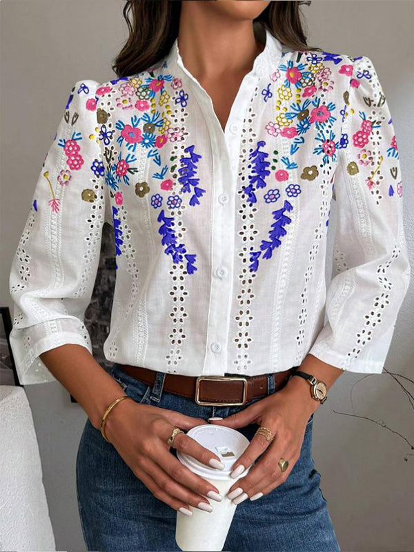 Embroidery Button-Front Shirt
