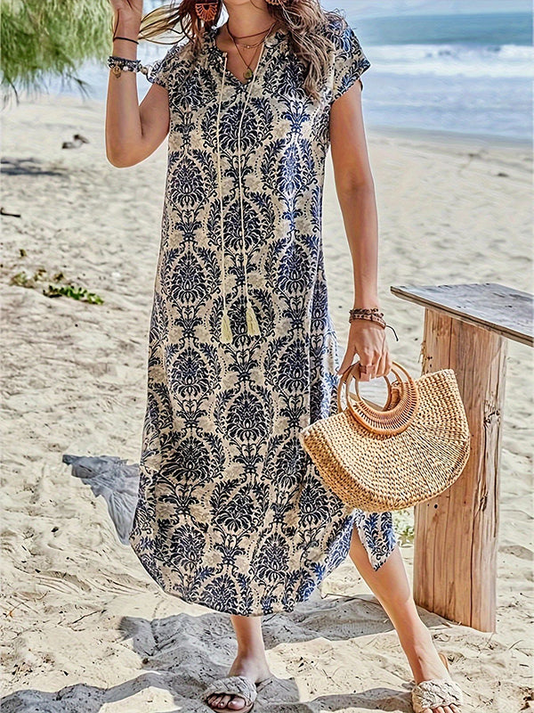 Printed V-Neck Dress