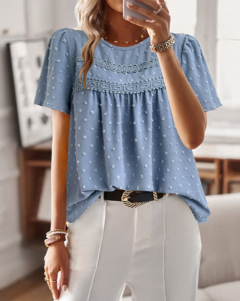 Prettybeautie Solid Lace-Combo Tee