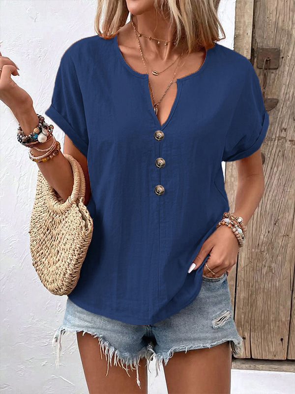 Prettybeautie V-Neck Button Shirt