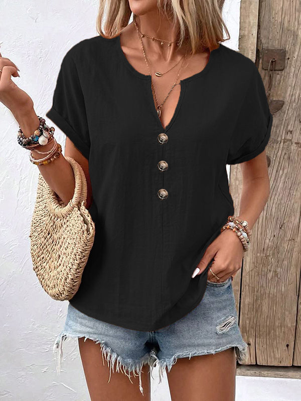 Prettybeautie V-Neck Button Shirt