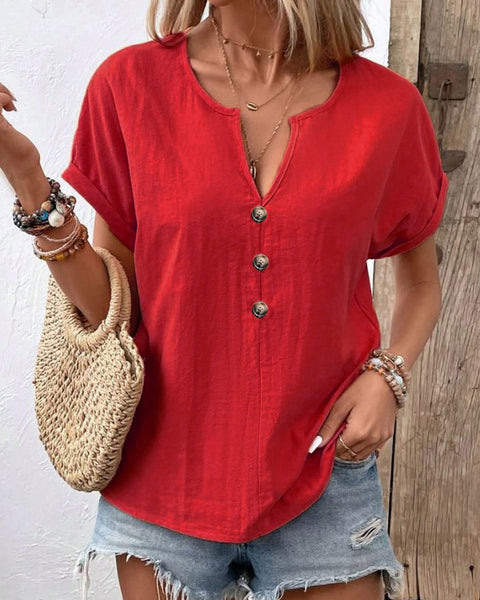 Prettybeautie V-Neck Button Shirt