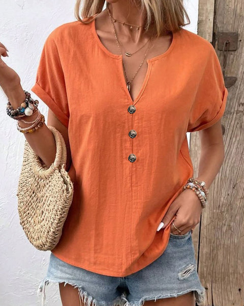 Prettybeautie V-Neck Button Shirt