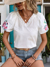 Embroidery Frilled Shirt