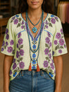 Printed V-Neck Top