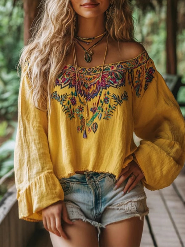 Printed Off-Shoulder Blouse