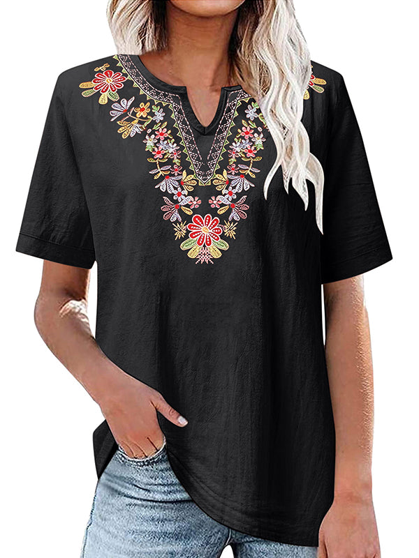 Embroidery V-Neck Tee